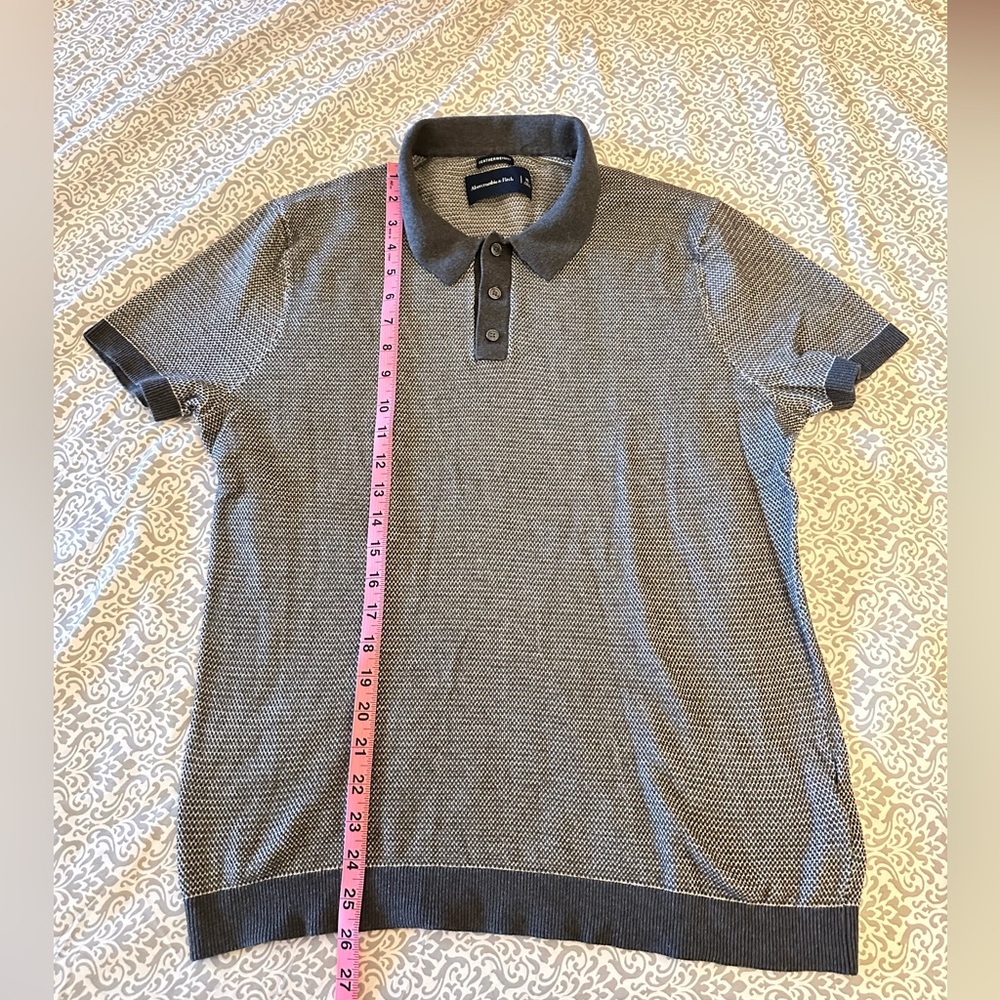Abercrombie & Fitch Polo Shirt Men XL Gray Short Sleeve Featherweight
